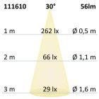 LED süllyesztett, négyszögletes IP44, rozsdamentes acél,1W, meleg fehér, vakolatdobozzal 