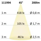 LED süllyesztett szpotlámpa, 3W, 45°, kerek, szálcsiszolt alumínium, meleg fehér