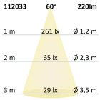 LED bútorba süllyesztheto szpotlámpa COB reflektorral, 3W, 60°,szálcsiszolt nikkel , meleg fehér