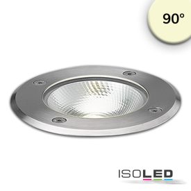   LED padlóba süllyesztett lámpa, kerek, rozsdamentes acél,  IP67, 7 W COB, 90°, meleg fehér