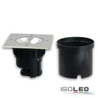 LED padlóba süllyesztett lámpa, szögletes, rozsdamentes acél, IP67, 7W COB, 90°, meleg fehér