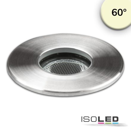 LED süllyesztett spotlámpa, rozsdamentes acél, 2 W, 60°, IP67, 12 V AC/DC, meleg fehér