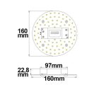 LED átszerelo áramköri lap, 160 mm, 12W, mágnessel, meleg fehér