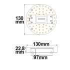 LED átszerelo áramköri lap, 130 mm, 9W, mágnessel, meleg fehér