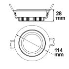LED süllyesztett szpotlámpa, fehér, 15W, 72°, kerek, semleges fehér, dimmelheto