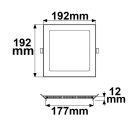LED mélysugárzó, 15 W, ultra lapos, szögletes, fehér meleg fehér, dimmelheto