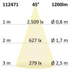 LED süllyesztett szpotlámpa COB, fehér, 15W, 45°, kerek, meleg fehér, dimmelheto