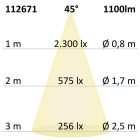 LED süllyesztett szpotlámpa SUNSET, fehér, 15W, 45°, 2200-3100K, Dim-to-warm