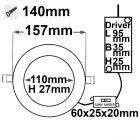 LED mélysugárzó, 15 W, ultra lapos, ColorSwitch 2600K|3100K|4000K, dimmelheto