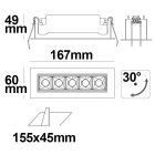 LED süllyesztett szpotlámpa vetítolencsés vonal, fehér/fekete, 10 W, semleges fehér, billentheto