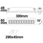 LED süllyesztett szpotlámpa vetítolencsés vonal, fehér/fekete, 20 W, semleges fehér, billentheto