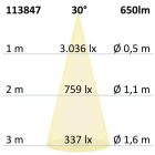 LED süllyesztett lámpatest vetítolencsés vonal, fehér/fekete, dimmelheto, 10 W, meleg fehér