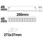 LED süllyesztett lámpatest vetítolencsés vonal, fehér/fekete, dimmelheto, 20 W, meleg fehér