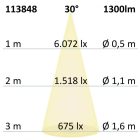 LED süllyesztett lámpatest vetítolencsés vonal, fehér/fekete, dimmelheto, 20 W, meleg fehér