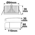 LED süllyesztett szpotlámpa Sys-90,12W,W-dinamikus 3000-4000K,Push vagy DALI DT8 dimm.(fedél nélkül)