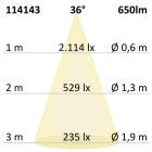 LED  süllyesztett szpotlámpa, fehér, 8W, 36°, kerek, meleg fehér, IP65, dimmelheto