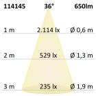 LED  süllyesztett szpotlámpa, ezüst, 8W, 36°, kerek, meleg fehér, IP65, dimmelheto