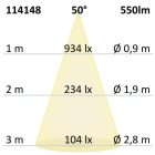 LED aszimmetrikus süllyesztett szpotlámpa, fehér, 8W, 50°, IP44,  kerek,semleges fehér, dimmelheto