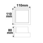 LED fali lámpa, szögletes, IP54, 6 W, homok fekete, meleg fehér