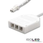 MiniAMP 3-as elosztó (1 Male csatlakozó 3 aljzaton), 30cm, 2 pólusú, fehér, max. 3.5A.