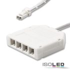 MiniAMP 4-es elosztó (1 Male csatlakozó 4 aljzaton), 30cm, 2 pólusú, fehér, max. 3.5A.