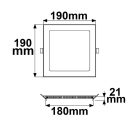 LED mélysugárzó, 15 W, ultra lapos, szögletes, ezüst, meleg fehér, dimmelheto