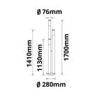 Poller lámpa 1700 rozsdamentes acél, IP44, melegfehér, 3x E27 LED izzóval 9W