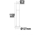Poller lámpa 1100 rozsdamentes acél, IP44, melegfehér, E27 LED izzóval 9W