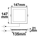 LED mélysugárzó, 9W, szögletes, ultra lapos, vakítás-csökkentett, fehér, melegfehér, dimmel. CRI90