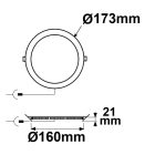 LED mélysugárzó, 12W, kerek, ultra lapos, vakítás-csökkentett, fehér, meleg fehér, dimmel. CRI90
