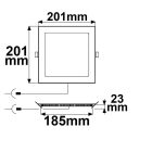 LED mélysugárzó, 15W, négyzet alakú, ultra lapos, vakítás-csökkentett, fehér, meleg fehér, dimmel.