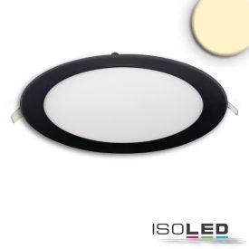   LED mélysugárzó, 18W, kerek, ultra lapos, vakításcsökkentett, fekete, meleg fehér, dimmel. CRI90