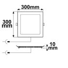 LED mélysugárzó ultralapos szögletes fehér, 24W, 300x300mm, Colorswitch 3000|3500|4000K, dimmelheto