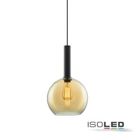   Függesztett lámpa, borostyán kerek üveg, E27, 25cm, 50-300cm, izzó nélkül, baldachin nélkül