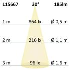 LED padlóba süllyesztett spot, kerek 45mm, rozsdamentes acél, 12-24V, IP67, 3W, 30°, meleg fehér
