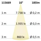 LED padlóba süllyesztett spot, kerek 55mm, rozsdamentes acél, 12-24V, IP67, 3W, 10°, meleg fehér