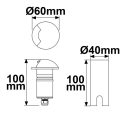 LED padlóba süllyesztett spot, kerek 1SIDE 60mm, fekete, 12-24V, IP67, 3W, 60°, meleg fehér