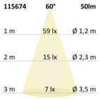 LED padlóba süllyesztett spot, kerek 2SIDE 60mm, fekete, 12-24V, IP67, 3W, 60°, meleg fehér