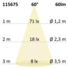 LED padlóba süllyesztett spot, kerek 4SIDE 60mm, fekete, 12-24V, IP67, 3W, 60°, meleg fehér