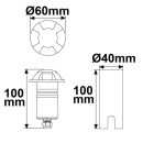 LED padlóba süllyesztett spot, kerek 4SIDE 60mm, fekete, 12-24V, IP67, 3W, 60°, meleg fehér