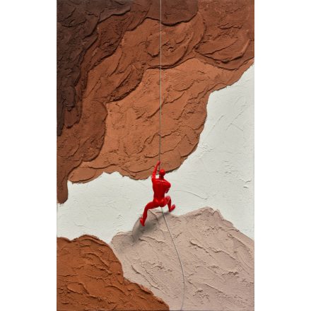 Hegymászás - 3D-s, kézzel festett olajfestmény