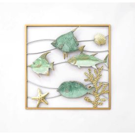 Úszó halraj - fém fali dekoráció