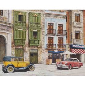 Kubai utcarészlet - kézzel átfestett olajfestmény