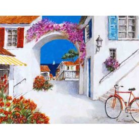 Séta kilátással - kézzel átfestett olajfestmény