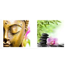 Buddha és virág - üvegkép szett