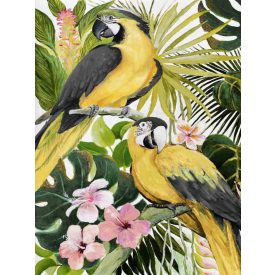 Sárga papagájok - kézzel átfestett olajfestmény