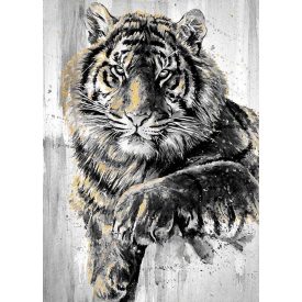 Méltóságteljes tigris - aranyfóliás vászonkép