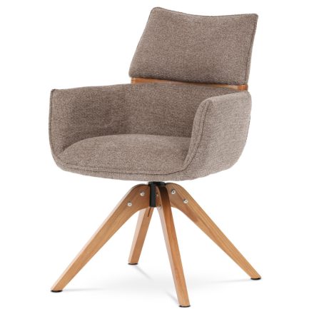 Elegán Forgó Étkezőszék, szarvasgomba szövet kárpittal, 360°-ban forgó mechanizmus, tömör kőrisfa