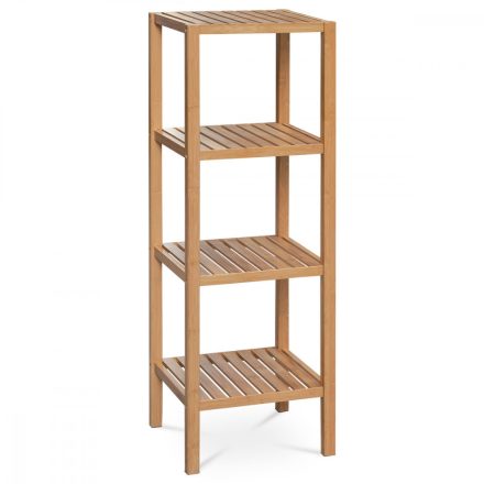 DR-011-4 Polc Tömör Bambuszból Natúr Színben, 4 Rekeszes, Teherbírás: 12 kg.