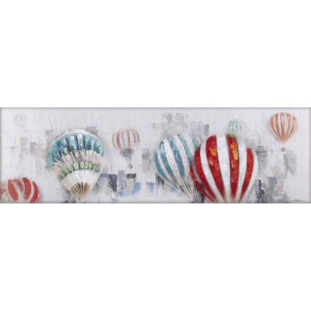 Hőlégballonok az égben - kézzel festett olajfestmény